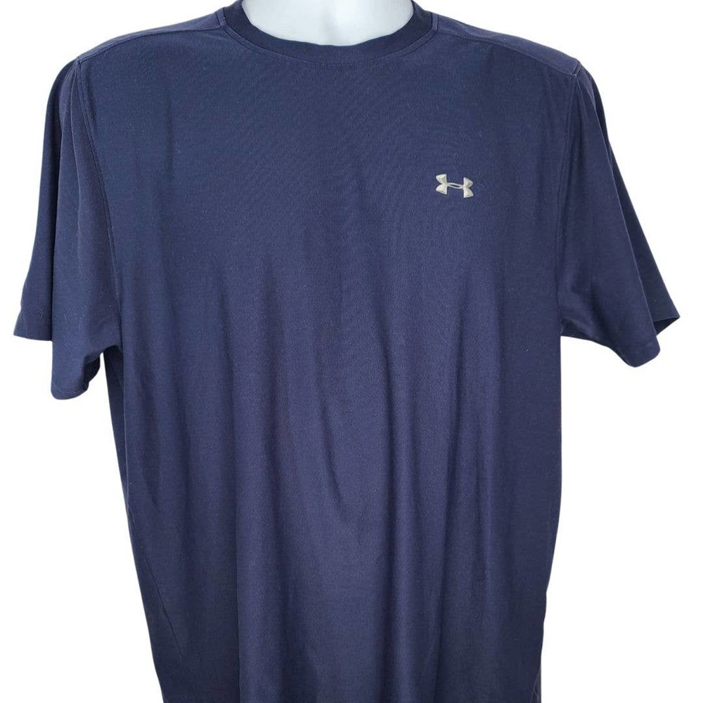 Under Armour Heat Gear T-Shirt Mens Medium Navy Blue Short Sleeve Athletic Gym